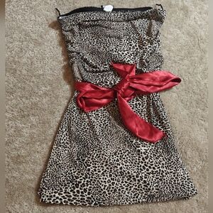 Wet Seal Leopard Print Dress with Red Bow